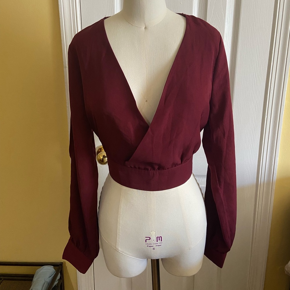 Forever 21 Deep Wine Red Wrap Blouse NWOT